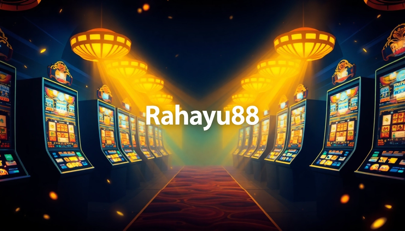 Experience the excitement of Rahayu88 with this captivating slot machine backdrop.