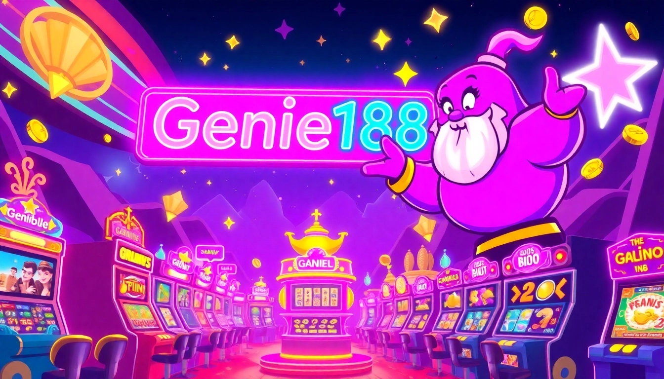 Experience the magical thrill of Genie168's vibrant online casino environment, featuring a delightful genie's presence.