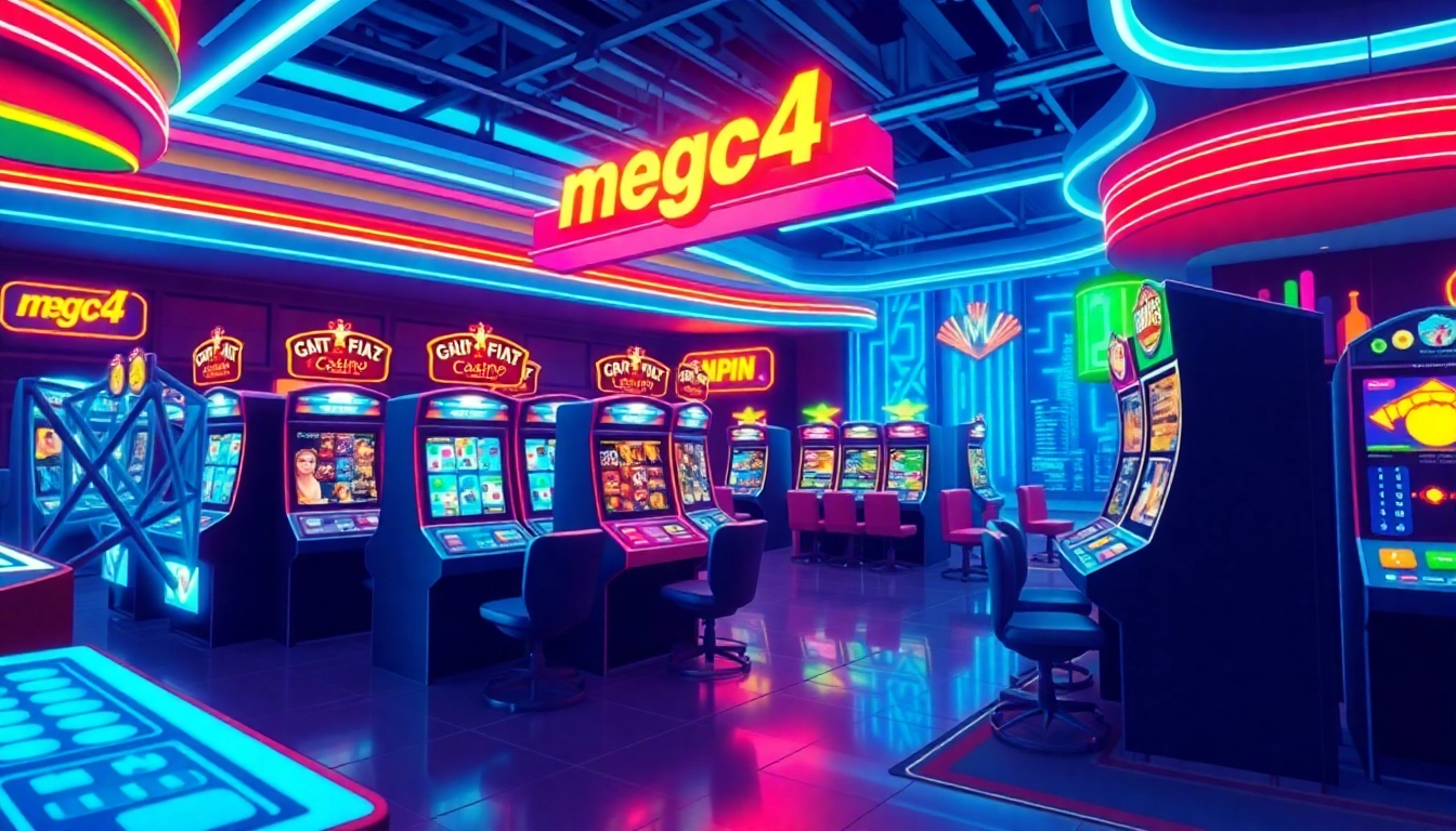 The unique gaming experience at megac4, featuring interactive casino elements and vibrant colors.