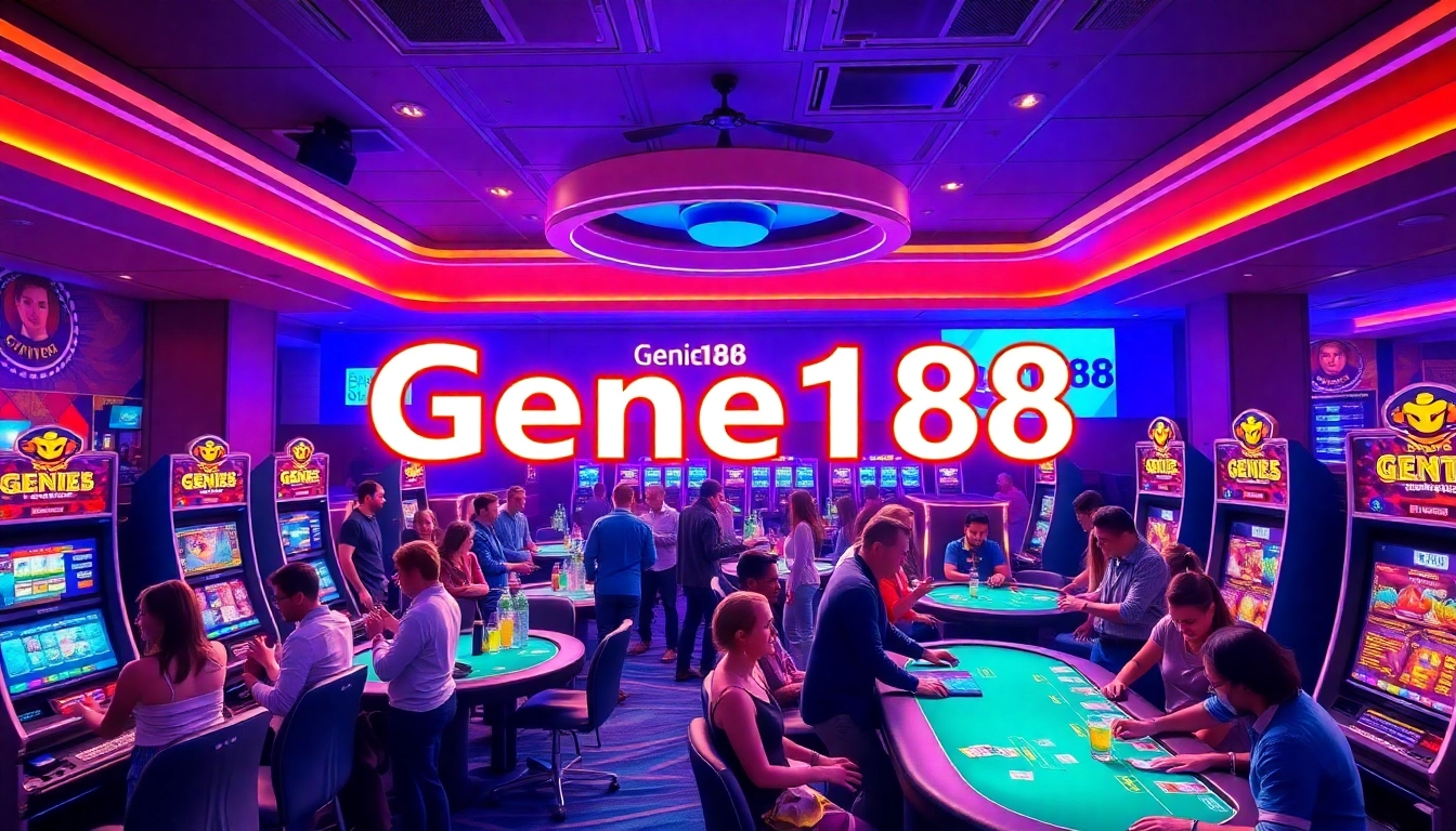 Experience the thrill of Genie168 online casino with vibrant gaming atmosphere and excited players.