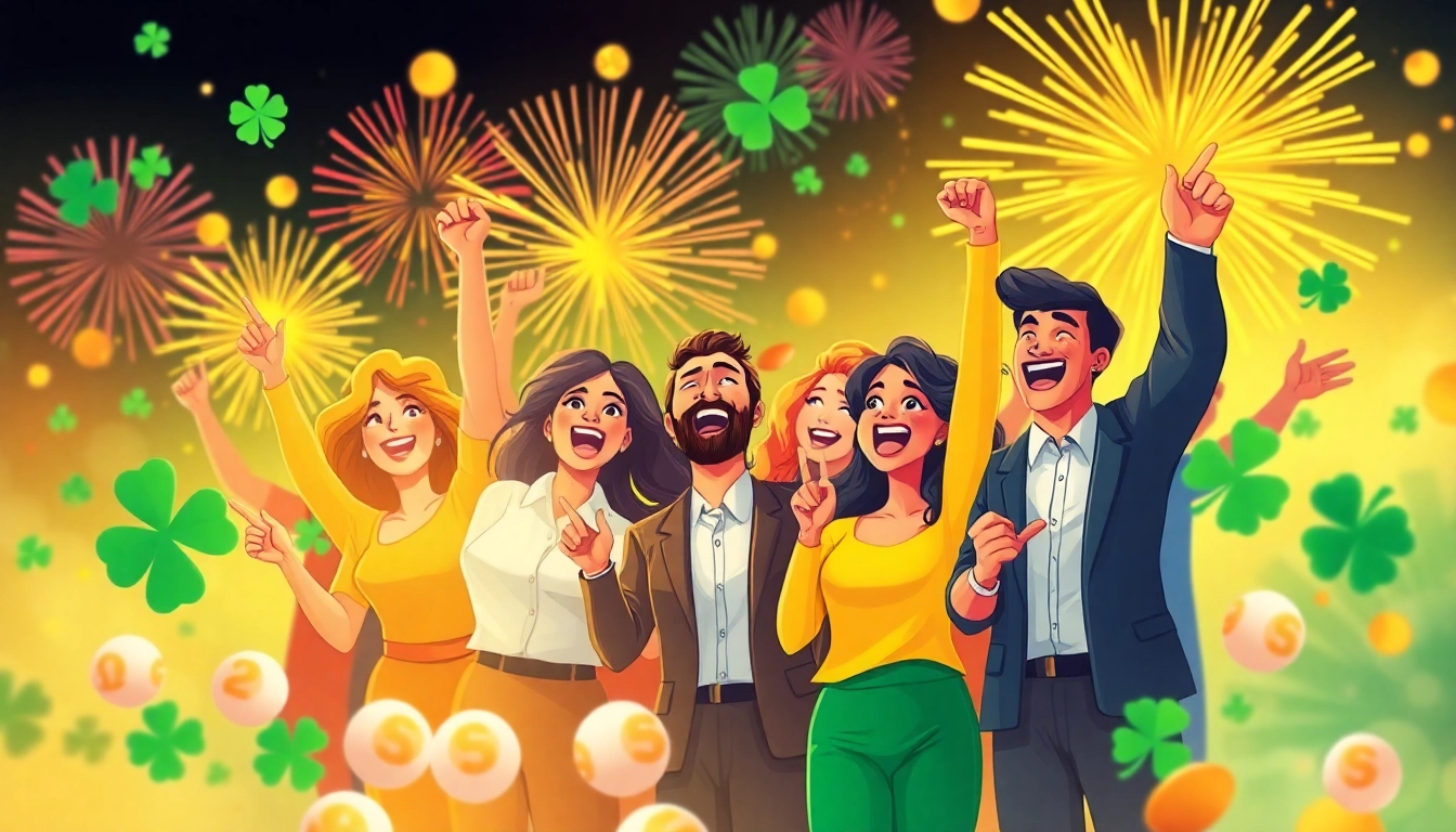 Explore the joyous celebration of a Lottorich28 lottery win with colorful fireworks and lucky symbols