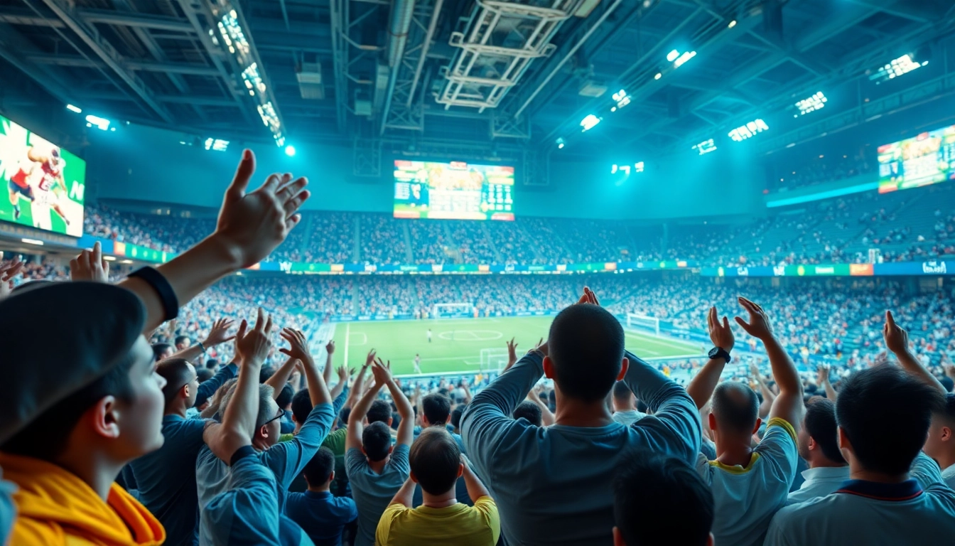 Fans cheering in a vibrant stadium for nhà cái uy tín nhất Việt Nam betting events.