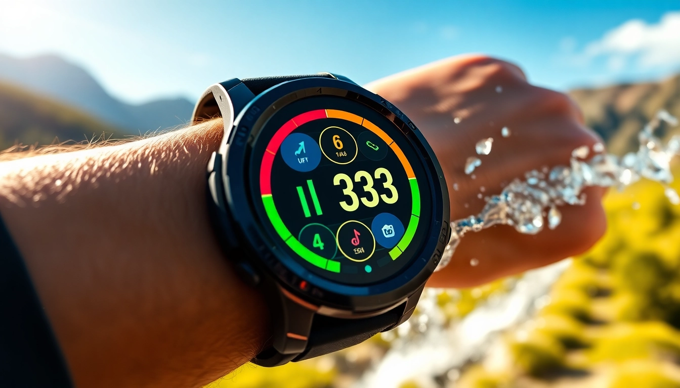 View the advanced features of the PG333 smartwatch displaying health metrics during outdoor activities.