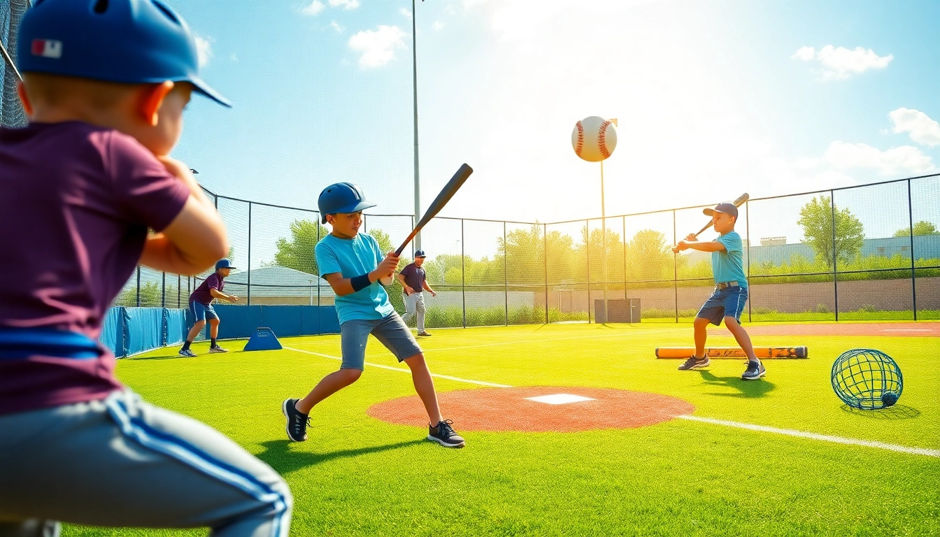 Young athletes training at the hit club, showcasing dynamic baseball drills.