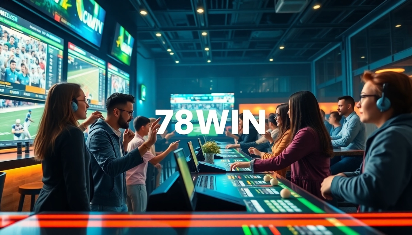 Experience the thrill of sports betting at 78WIN's vibrant venue, capturing the excitement of live betting.