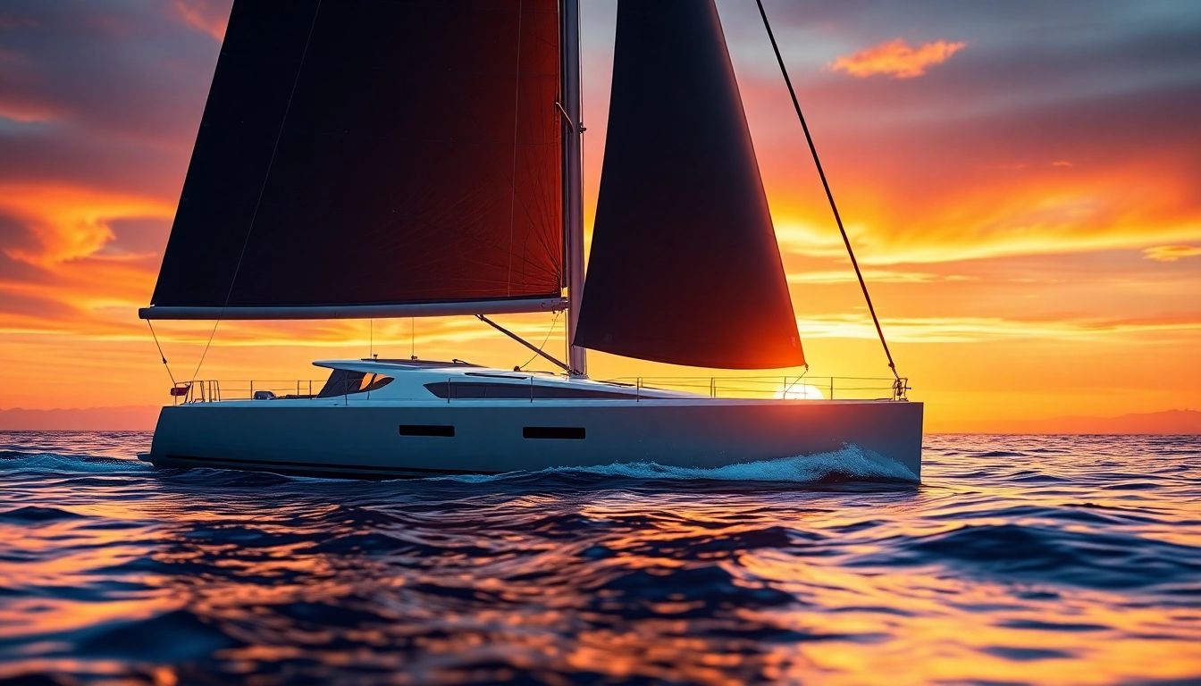 Experience the impressive J88 sailboat gliding effortlessly through waves at sunset.