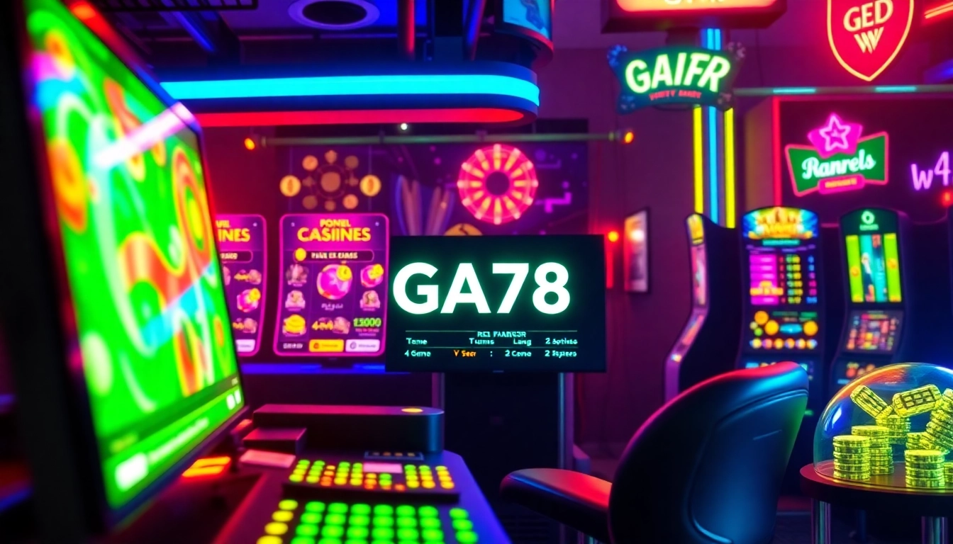 "GTA78 logo and colorful casino gaming elements set in an energetic online betting atmosphere."